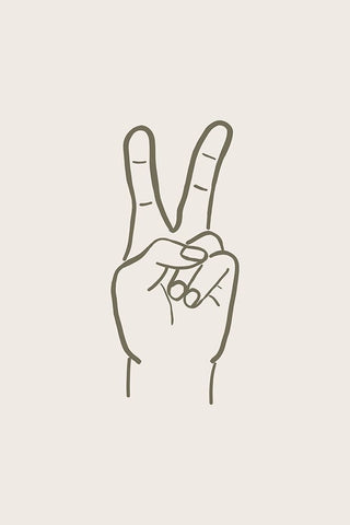 Peace Hand White Modern Wood Framed Art Print with Double Matting by JJ Design