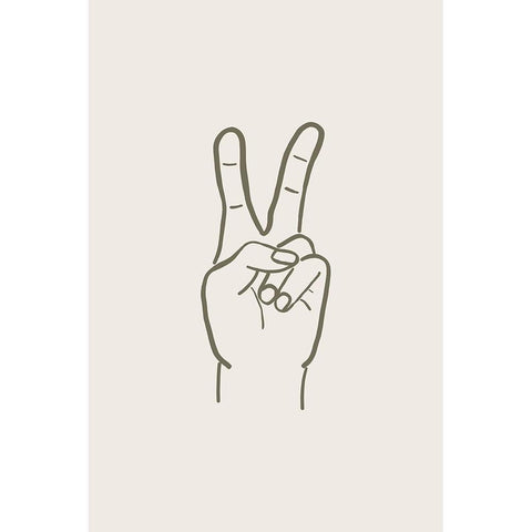 Peace Hand Black Modern Wood Framed Art Print with Double Matting by JJ Design