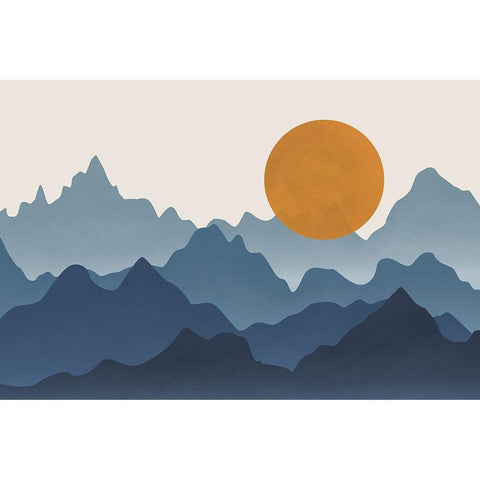 Blue Mountains Black Modern Wood Framed Art Print by JJ Design