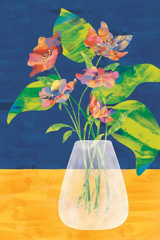 Flower Vase White Modern Wood Framed Art Print with Double Matting by JJ Design