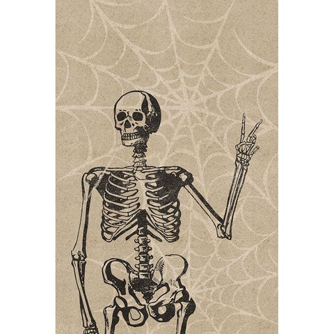Peace Skeleton Black Modern Wood Framed Art Print with Double Matting by JJ Design