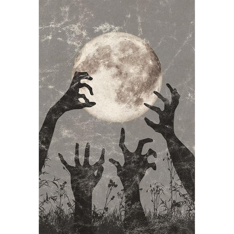 Zombie Hands Black Modern Wood Framed Art Print by JJ Design