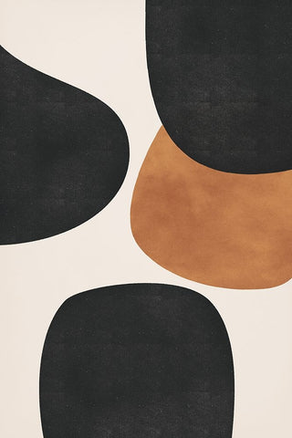 Beige Abstract Black Ornate Wood Framed Art Print with Double Matting by JJ Design