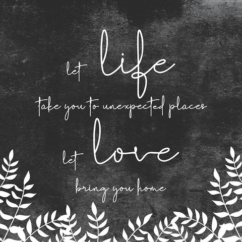 Let Love Black Modern Wood Framed Art Print by JJ Design