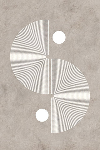 Neutral Side Arches White Modern Wood Framed Art Print with Double Matting by JJ Design