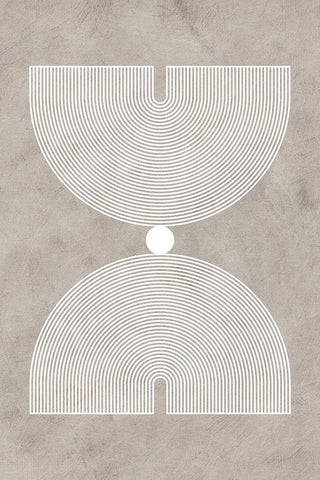 Neutral Stacked Arches White Modern Wood Framed Art Print with Double Matting by JJ Design