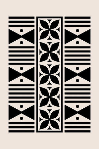 Mud Cloth White Modern Wood Framed Art Print with Double Matting by JJ Design