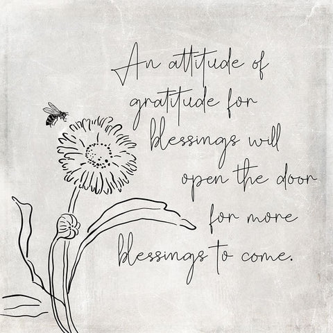 Attitude of Gratitude Black Modern Wood Framed Art Print by JJ Design