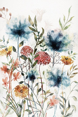 Wildflowers II Black Ornate Wood Framed Art Print with Double Matting by JJ Design