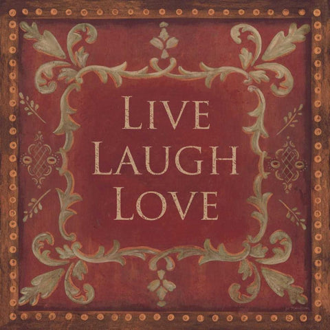 Live Laugh Love Black Ornate Wood Framed Art Print with Double Matting by Moulton, Jo