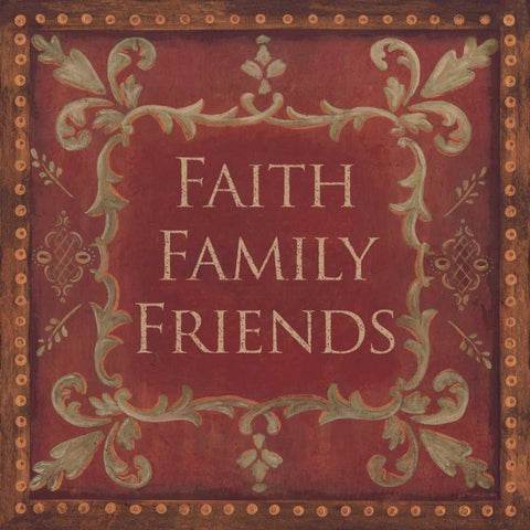 Faith-Family-Friends Gold Ornate Wood Framed Art Print with Double Matting by Moulton, Jo