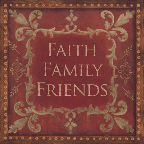 Faith-Family-Friends Black Ornate Wood Framed Art Print with Double Matting by Moulton, Jo