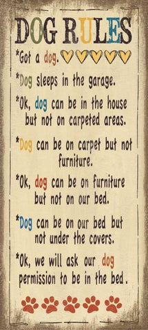 Dog Rules Black Ornate Wood Framed Art Print with Double Matting by Moulton, Jo