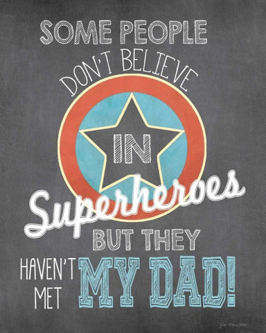 Superhero Dad White Modern Wood Framed Art Print with Double Matting by Moulton, Jo