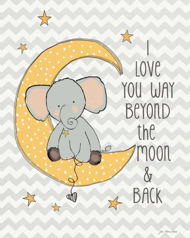 To the Moon White Modern Wood Framed Art Print with Double Matting by Moulton, Jo