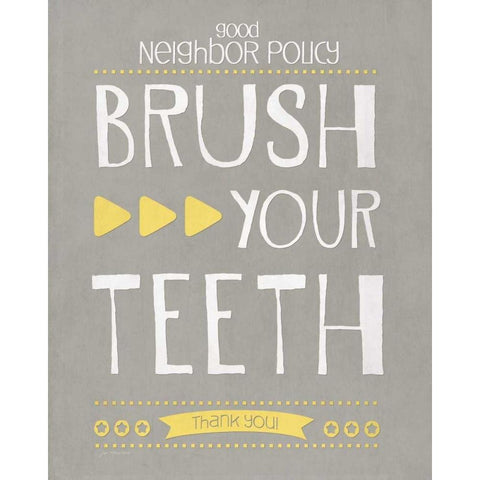 Brush Your Teeth Black Modern Wood Framed Art Print with Double Matting by Moulton, Jo