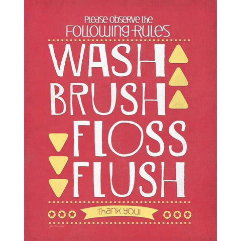 Wash Brush Floss Flush Black Modern Wood Framed Art Print by Moulton, Jo