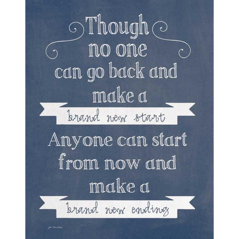 New Start - Navy White Modern Wood Framed Art Print by Moulton, Jo