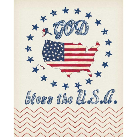 God Bless the USA White Modern Wood Framed Art Print by Moulton, Jo