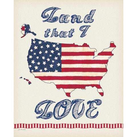 Flag Land I Love Black Modern Wood Framed Art Print with Double Matting by Moulton, Jo