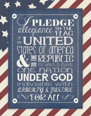 Pledge of Allegiance White Modern Wood Framed Art Print with Double Matting by Moulton, Jo