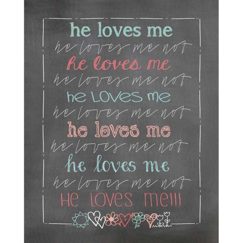 He Love Me!!! White Modern Wood Framed Art Print by Moulton, Jo