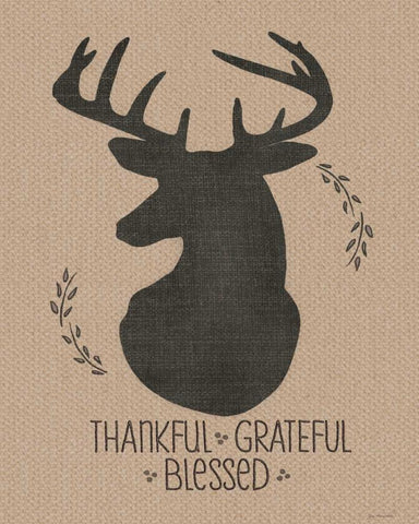 Deer - Grateful Black Ornate Wood Framed Art Print with Double Matting by Moulton, Jo