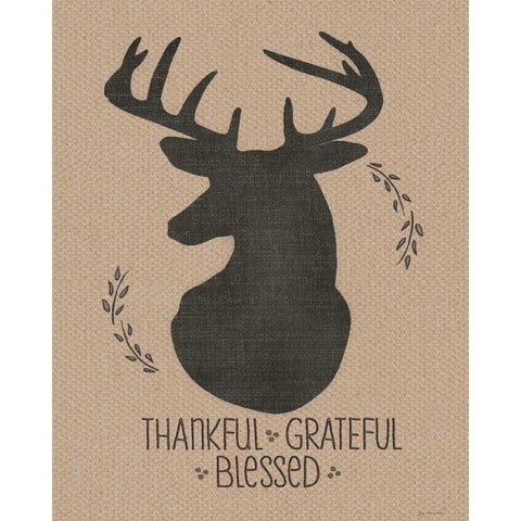 Deer - Grateful Gold Ornate Wood Framed Art Print with Double Matting by Moulton, Jo