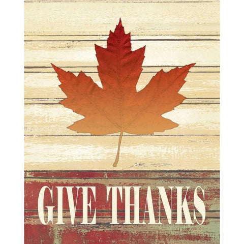 Fall Leave Give Thanks White Modern Wood Framed Art Print by Moulton, Jo