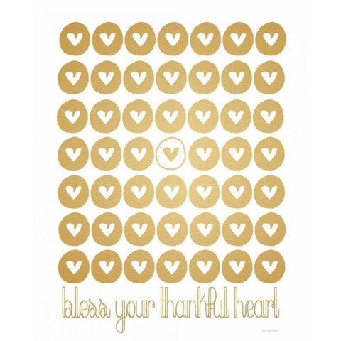 Faux Gold Bless Your Thankful Heart White Modern Wood Framed Art Print by Moulton, Jo