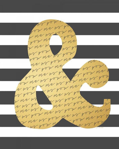 Faux Gold Ampersand Black Ornate Wood Framed Art Print with Double Matting by Moulton, Jo