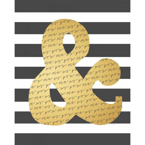 Faux Gold Ampersand Black Modern Wood Framed Art Print with Double Matting by Moulton, Jo