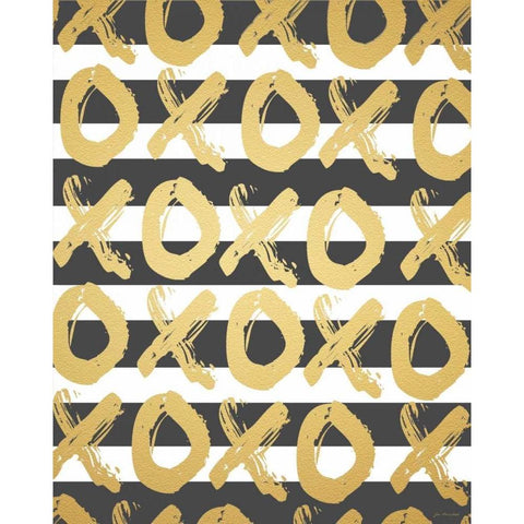 Faux Gold XOXO Black Modern Wood Framed Art Print with Double Matting by Moulton, Jo