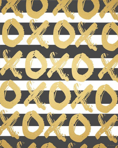 Faux Gold XOXO White Modern Wood Framed Art Print with Double Matting by Moulton, Jo