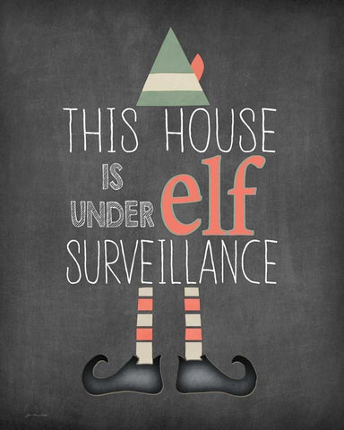 Elf Surveillance White Modern Wood Framed Art Print with Double Matting by Moulton, Jo
