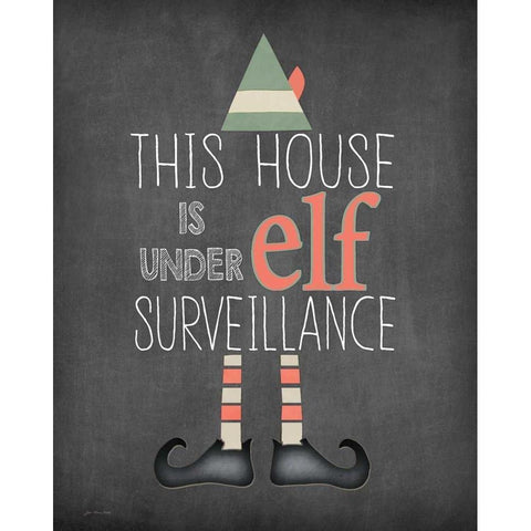 Elf Surveillance Black Modern Wood Framed Art Print by Moulton, Jo