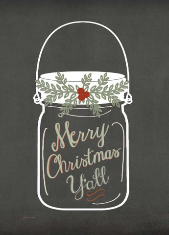 Merry Christmas Yall White Modern Wood Framed Art Print with Double Matting by Moulton, Jo