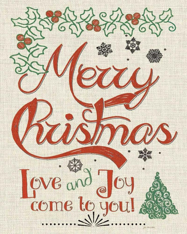 Love and Joy Linen Black Ornate Wood Framed Art Print with Double Matting by Moulton, Jo