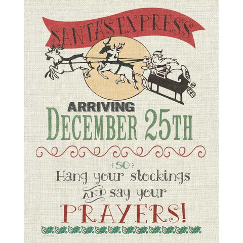 Santa Express White Modern Wood Framed Art Print by Moulton, Jo