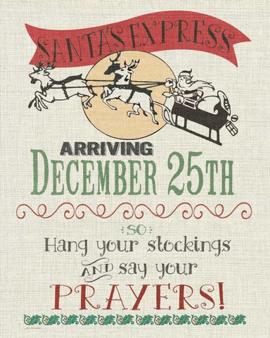 Santa Express Black Ornate Wood Framed Art Print with Double Matting by Moulton, Jo