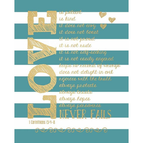 Love Never Fails Gold Ornate Wood Framed Art Print with Double Matting by Moulton, Jo