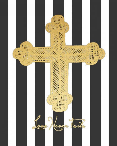 Gold Cross Black Ornate Wood Framed Art Print with Double Matting by Moulton, Jo