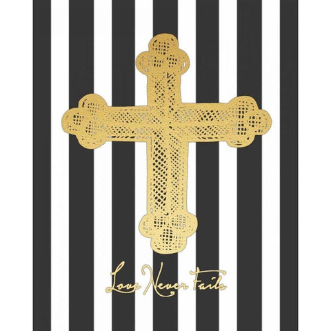 Gold Cross Black Modern Wood Framed Art Print by Moulton, Jo
