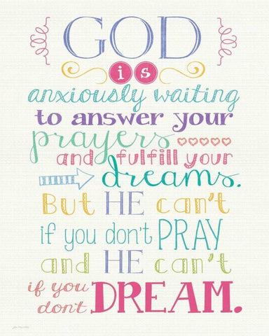 Pray and Dream White Modern Wood Framed Art Print with Double Matting by Moulton, Jo