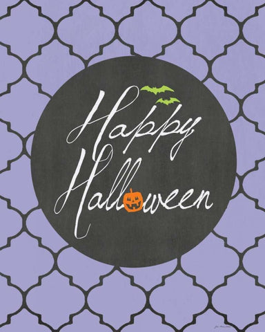 Happy Halloween White Modern Wood Framed Art Print with Double Matting by Moulton, Jo