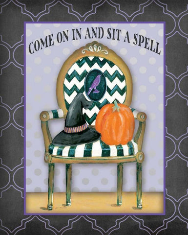 Sit a Spell White Modern Wood Framed Art Print with Double Matting by Moulton, Jo