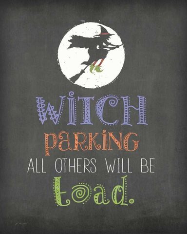Witch Parking White Modern Wood Framed Art Print with Double Matting by Moulton, Jo