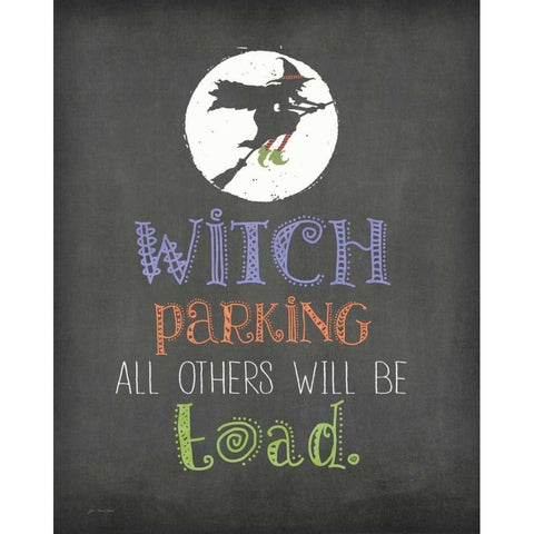 Witch Parking White Modern Wood Framed Art Print by Moulton, Jo