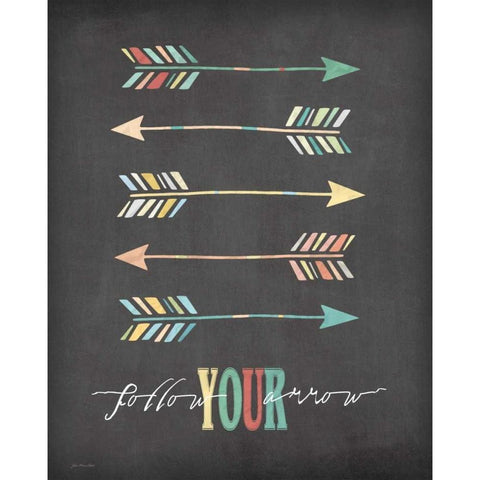 Follow Your Arrow White Modern Wood Framed Art Print by Moulton, Jo