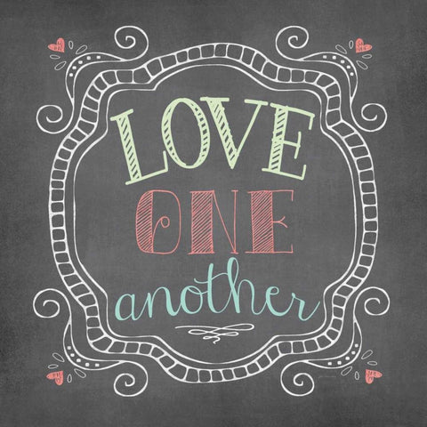 Love One Another - Chalk Black Ornate Wood Framed Art Print with Double Matting by Moulton, Jo